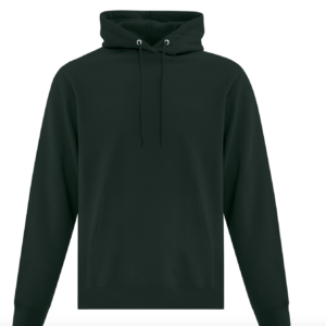 Cotton Hoodie in Dark Green LARGE CENTRED LOGO