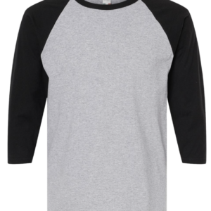 Cotton Baseball Shirt in Charcoal Heather/Black with Large Centered Logo